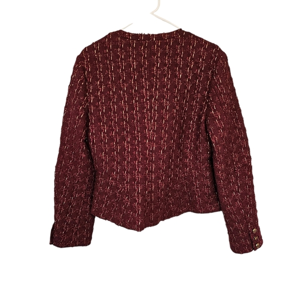 Hill House The Valentina Jacket Tweed Blazor Burgundy Maroon Jacket - Picture 2 of 10